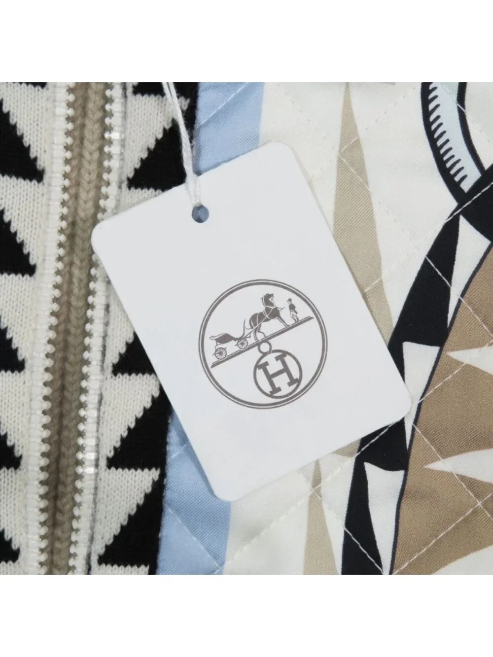 Hermes Twill Rene Cassil Scarf Print Knit Contrast Quilted Long Down Jacket - Picture 8 of 11